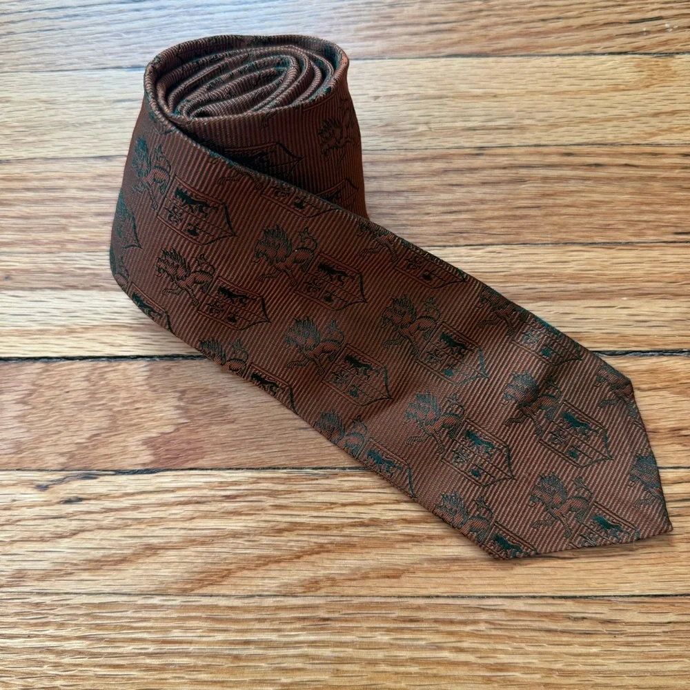 Vintage Yves Saint Laurent Dark Brown Patterned Tie - Picture 3 of 4